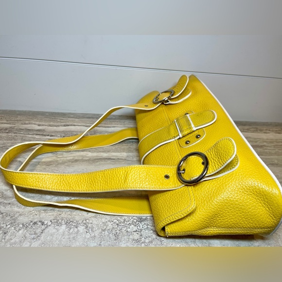 Franco Sarto Yellow Pebbled Leather Shoulder Bag - Picture 7 of 10